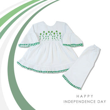 Girls Azadi Frock Suit - White