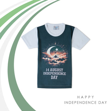 Valuable Boys Half Sleeves Azadi T-Shirt - Green