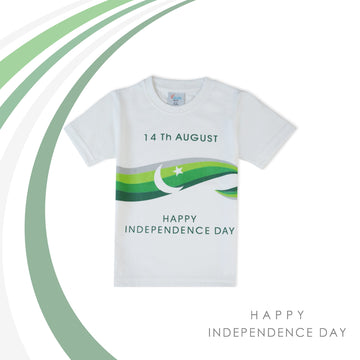 Valuable Boys Half Sleeves Azadi T-Shirt - White
