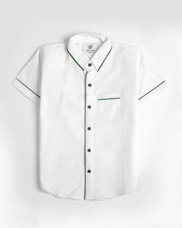 White Half Sleeves shirt with Green detailings