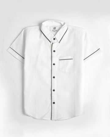 White Shirt With Green Detailings