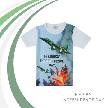 Valuable Boys Half Sleeves Azadi T-Shirt - Light Blue