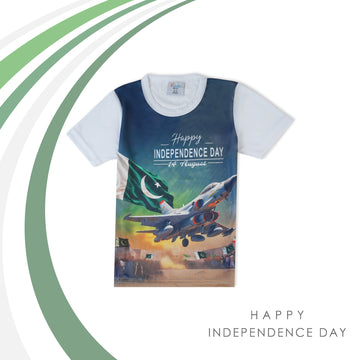 Valuable Boys Half Sleeves Azadi T-Shirt - White