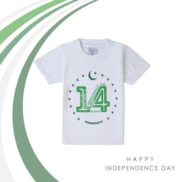 Valuable Boys Half Sleeves Azadi T-Shirt - White