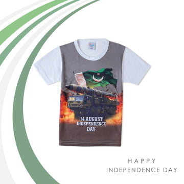 Valuable Boys Half Sleeves Azadi T-Shirt - Grey