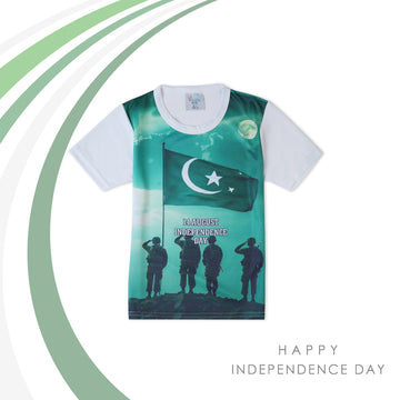 Valuable Boys Half Sleeves Azadi T-Shirt - Green