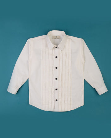 White Tuxedo Shirt with Black Buttons