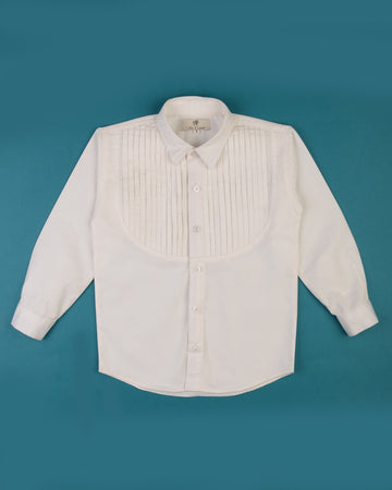 White Pleated Yolk Shirt