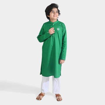 Boys Cotton Poplin Kurta (Basic Funk)-GREEN