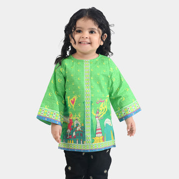 Infant Girls Cotton Printed Kurti Jashn-E-Azadi Ind-L.Green