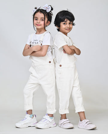 White denim dungaree