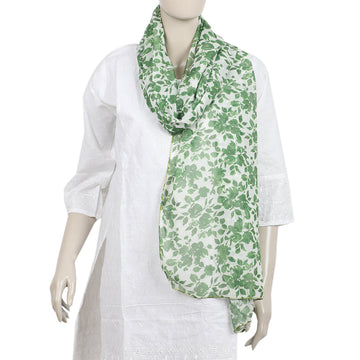 Value Women's Swiss Lawn Independence Scarves - White & Green