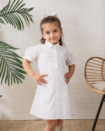 Girl's Front Button Shirt Dress