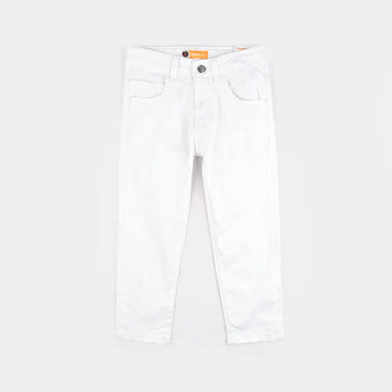 Boys Twill Stretch Basic Pant-WHITE