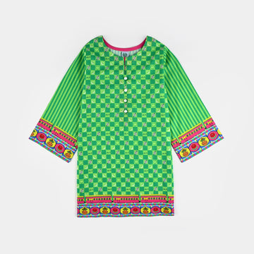 Girls Cotton Printed Kurti Jasmine Ind-L.Green
