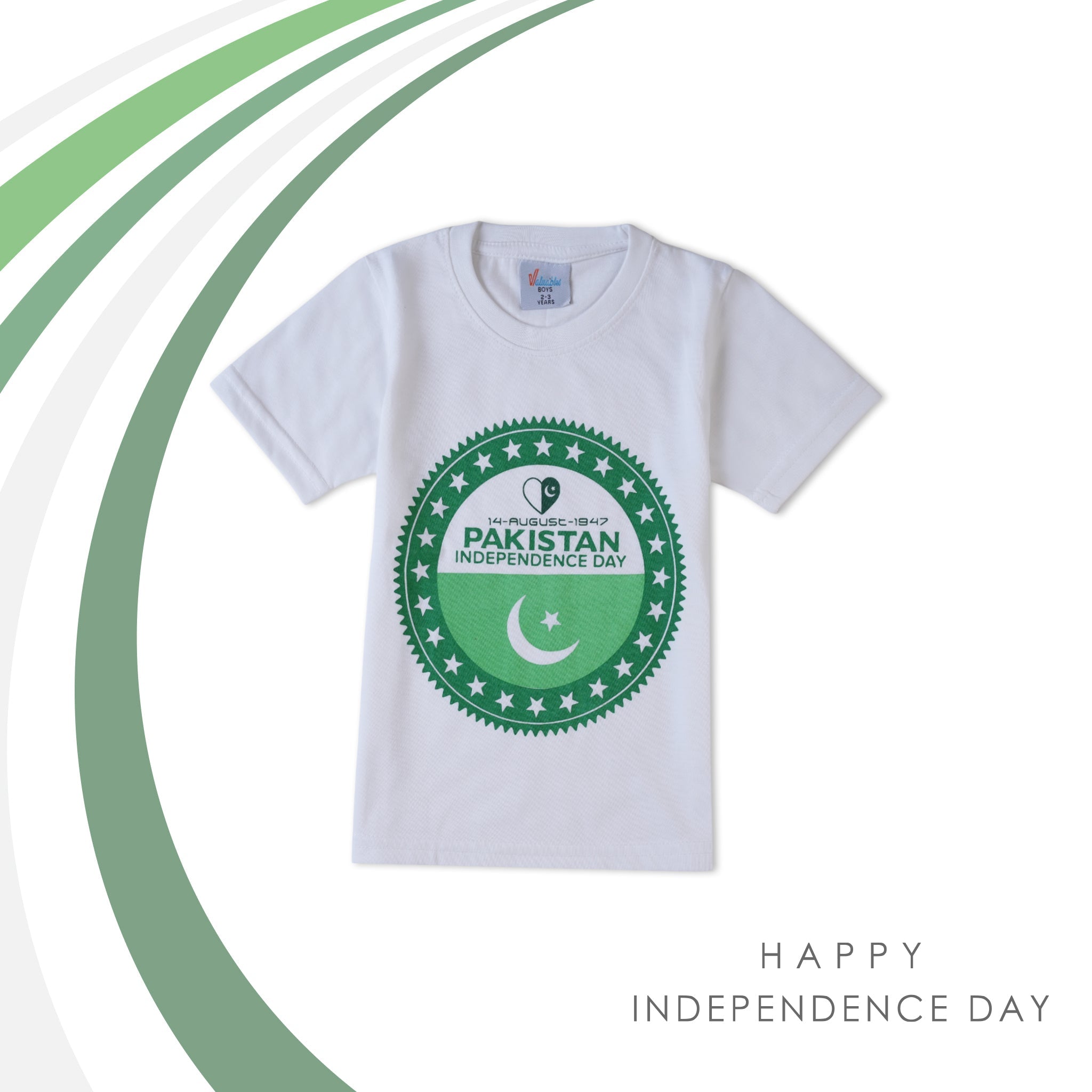 Valuable Boys Half Sleeves Azadi T-Shirt - White