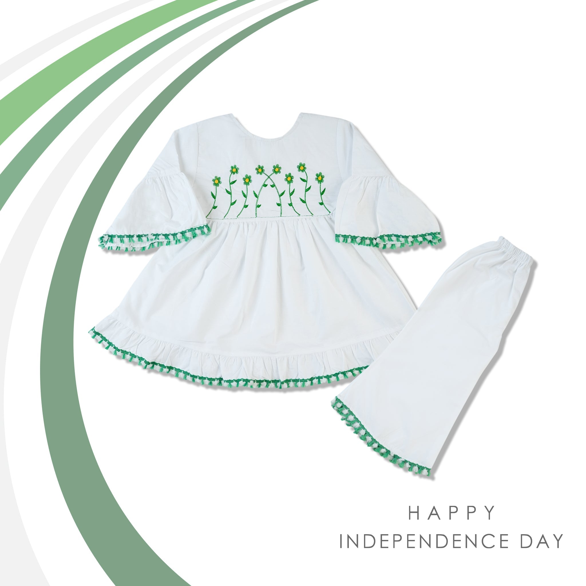 Girls Azadi Frock Suit - White