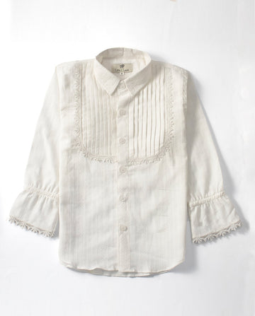 White Full-Sleeve Casual Shirt