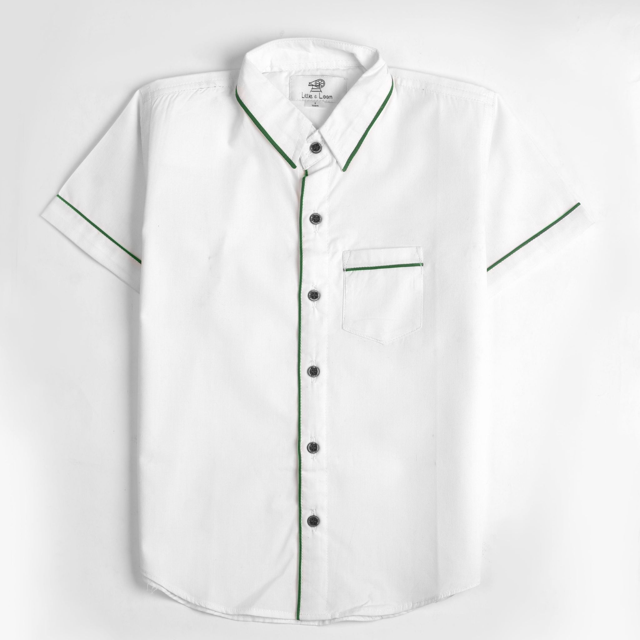 White Half Sleeves shirt with Green detailings