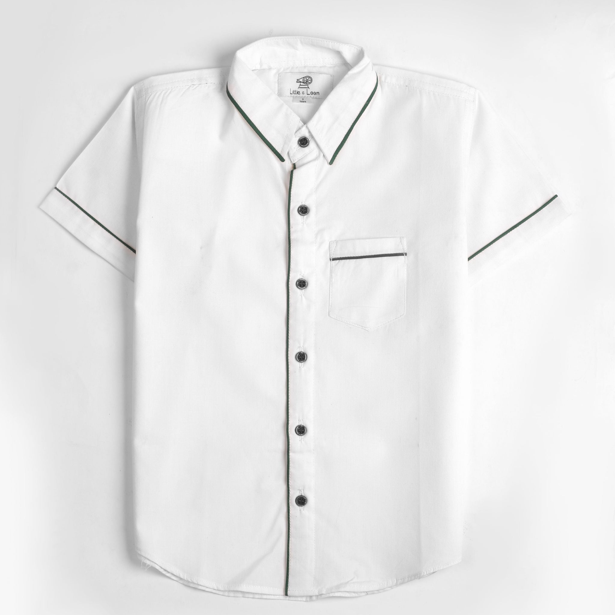 White Shirt With Green Detailings