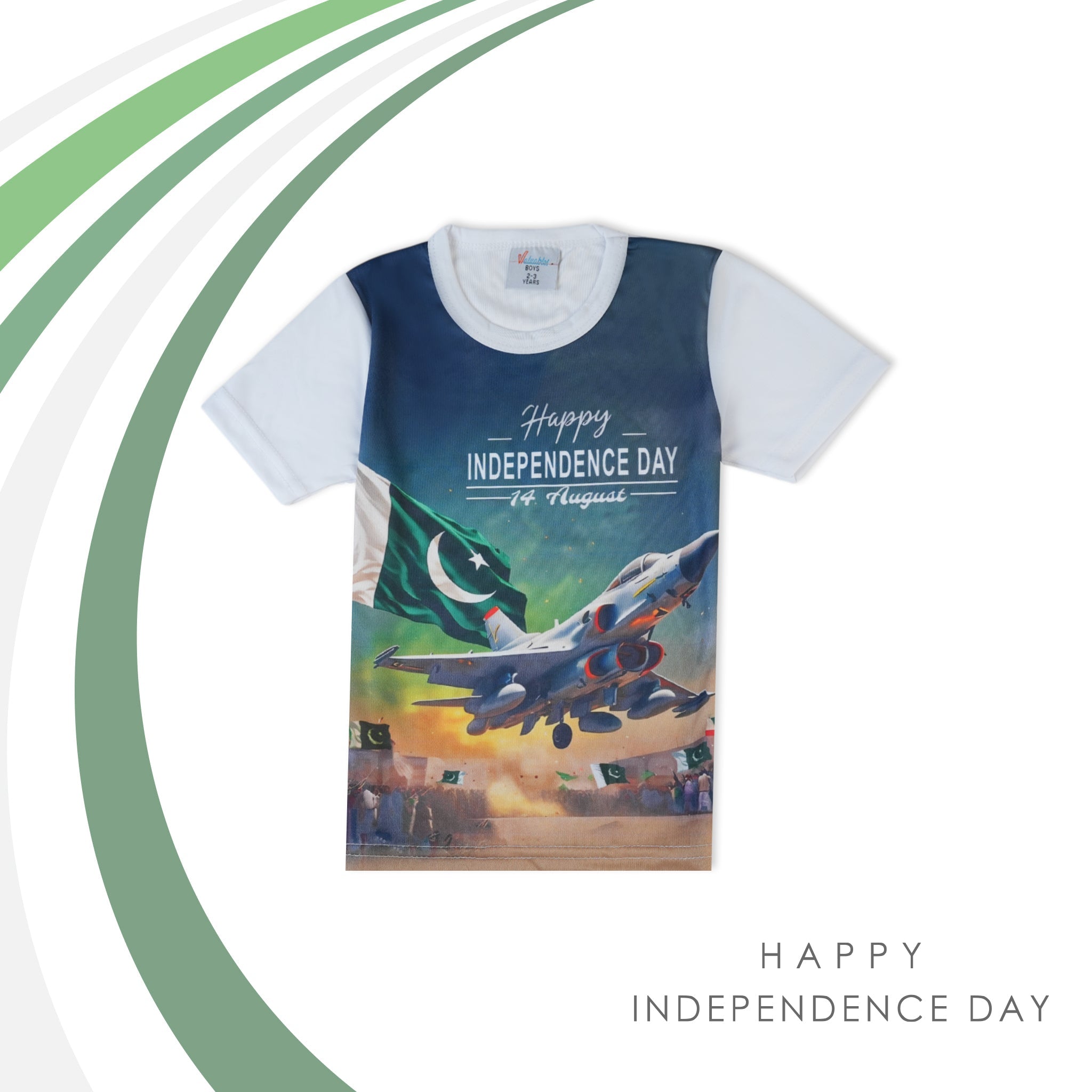 Valuable Boys Half Sleeves Azadi T-Shirt - White