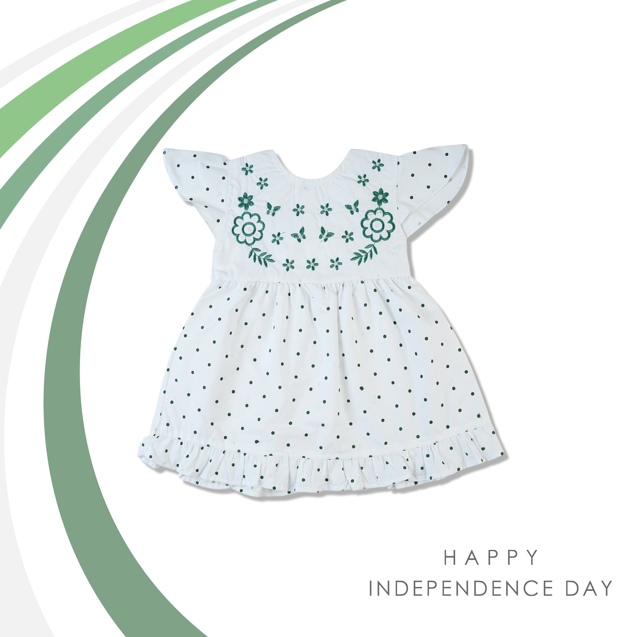 Girls Embroidered Azadi Frock - White