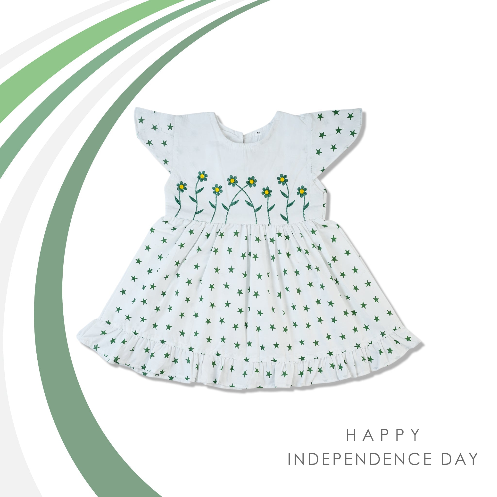 Girls Embroidered Azadi Frock - White