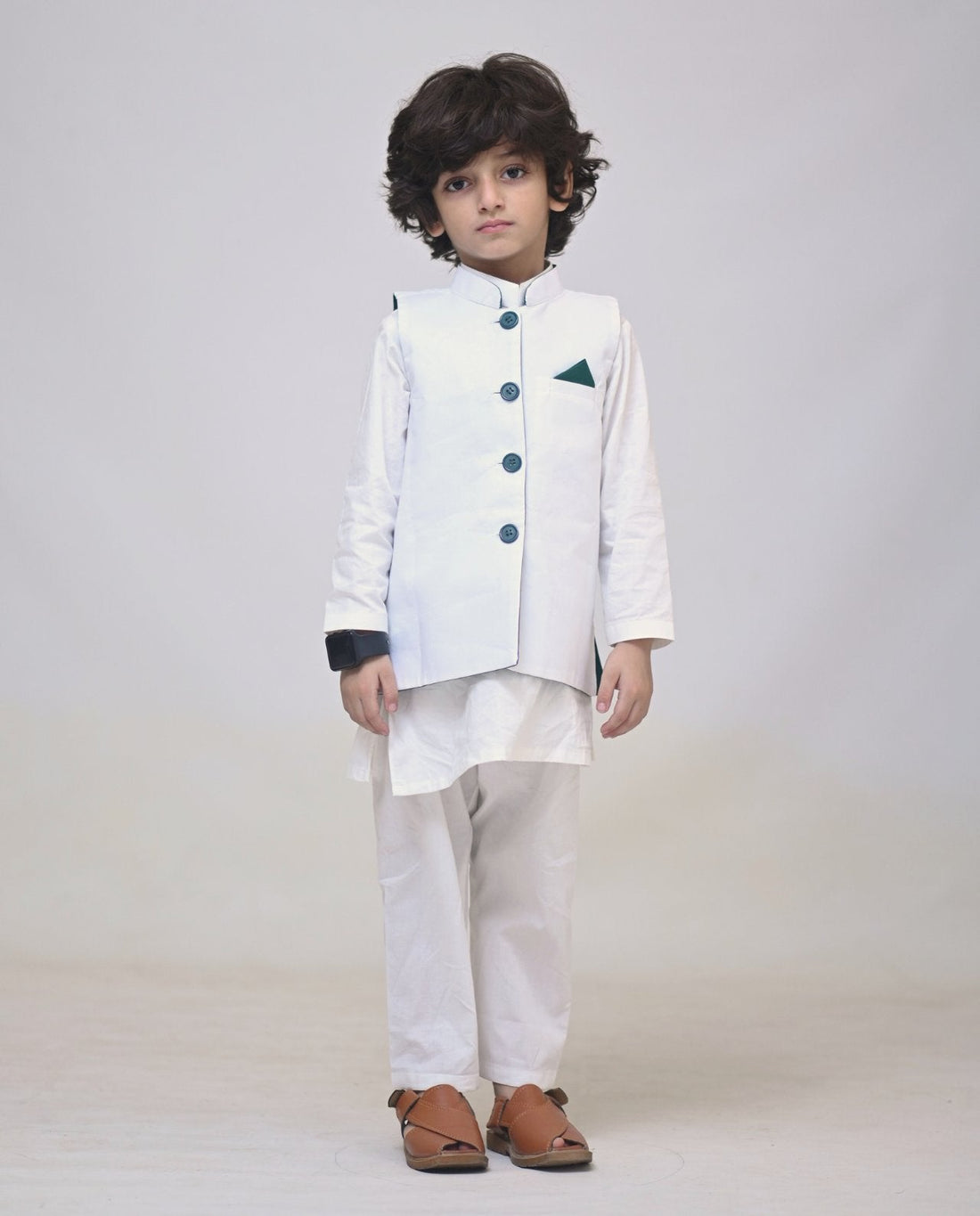 REVERSIBLE GREEN & WHITE SHADED WAISTCOAT