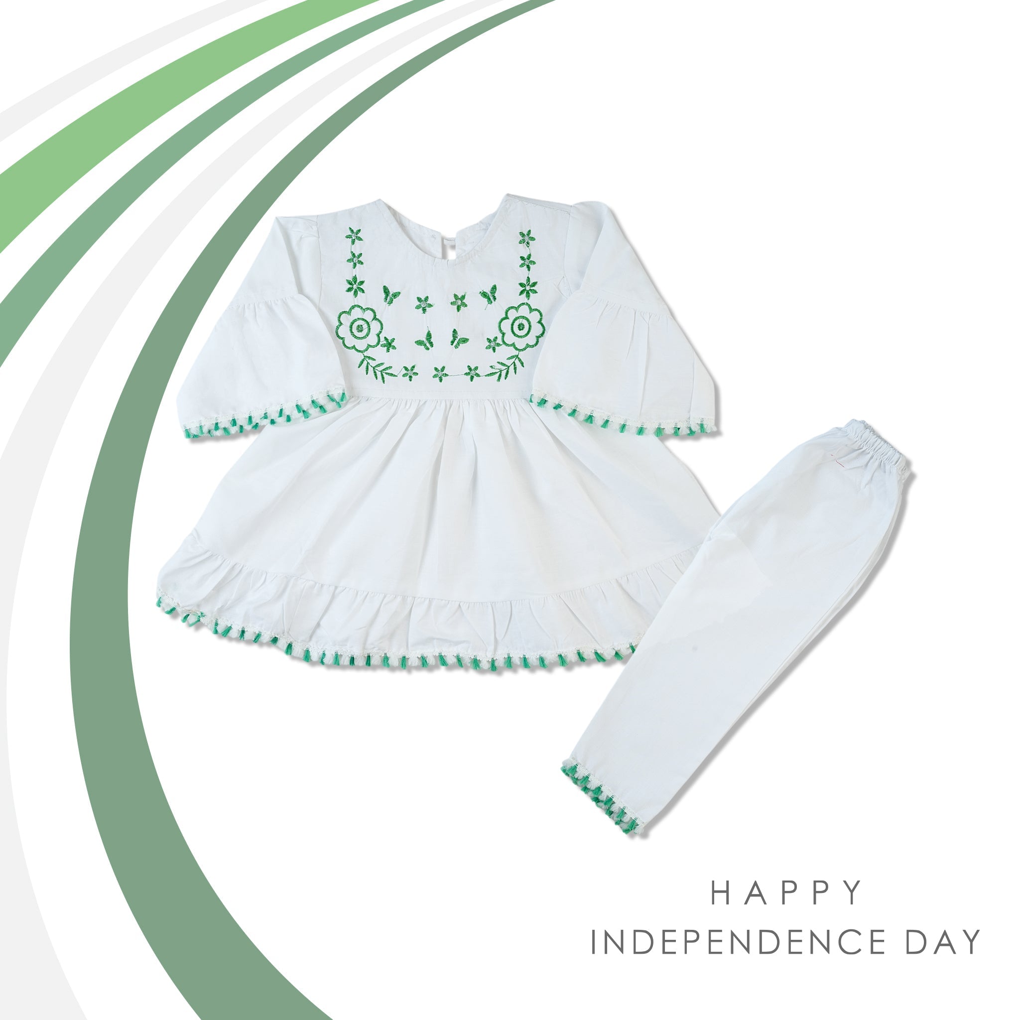 Girls Azadi Frock Suit - White