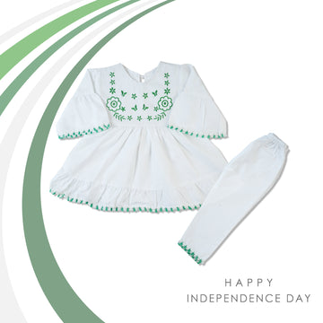Girls Azadi Frock Suit - White