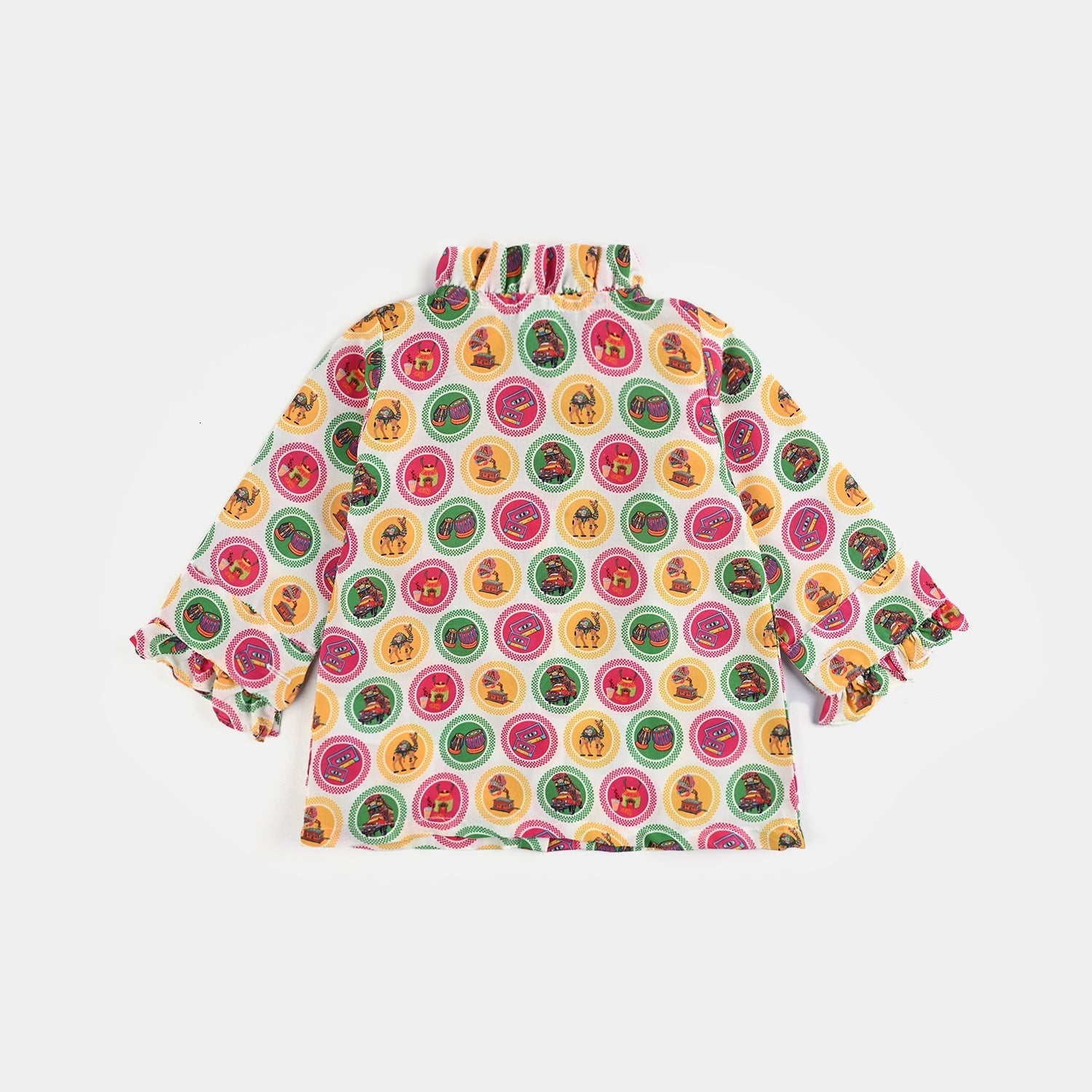 Infant Girls Poly Net Casual Top Chai Biscuit -Multi