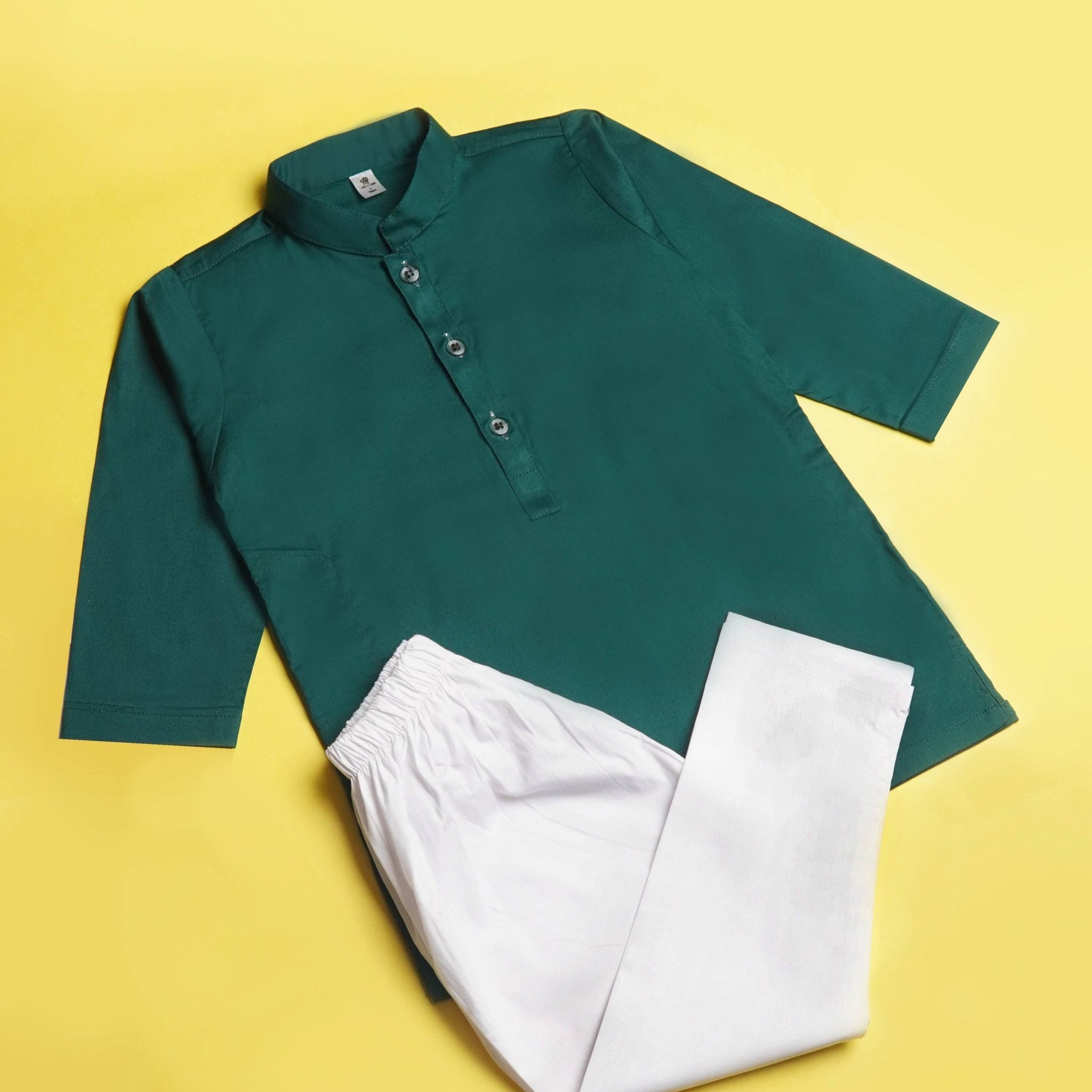 GREEN KURTA AND WHITE TROUSER
