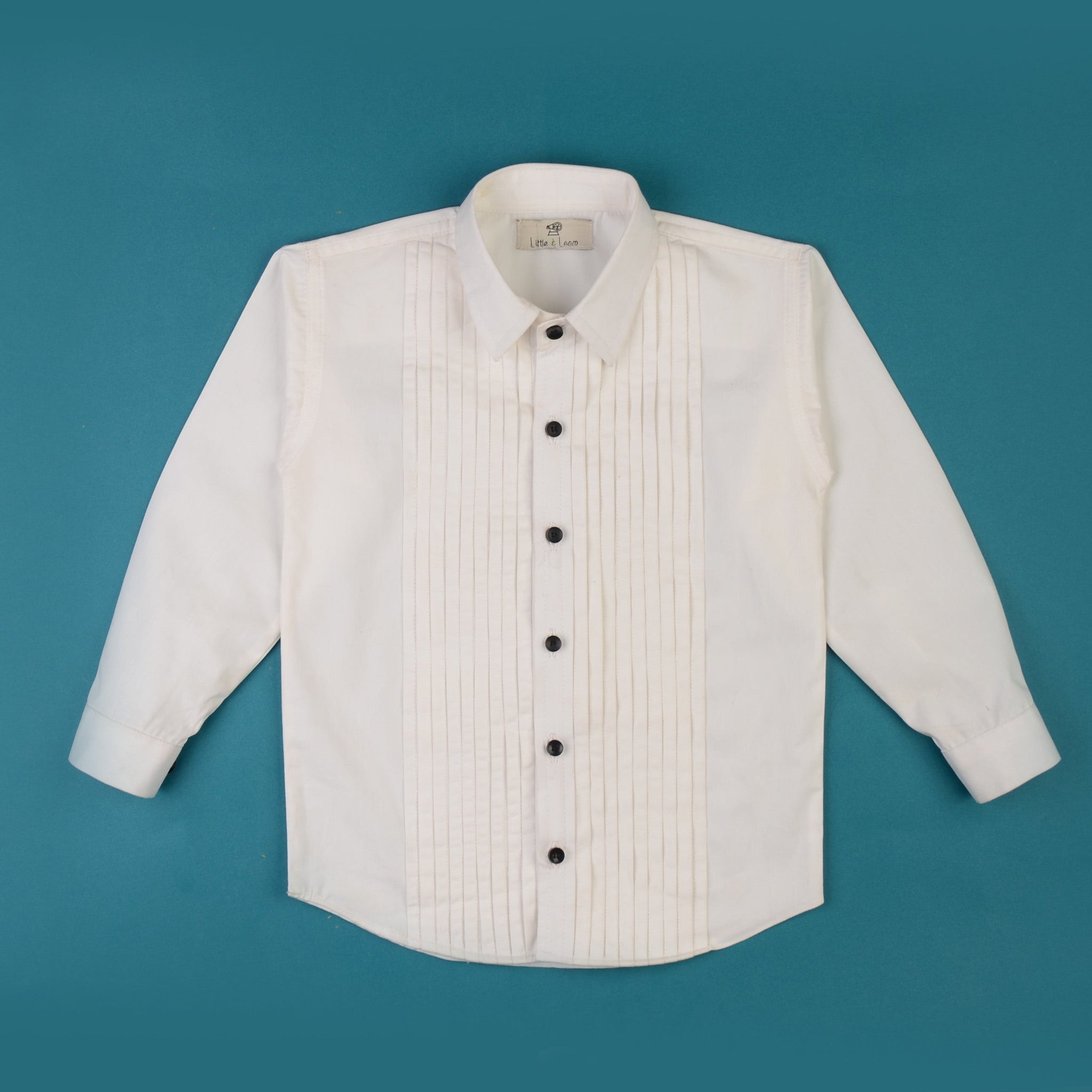 White Tuxedo Shirt with Black Buttons