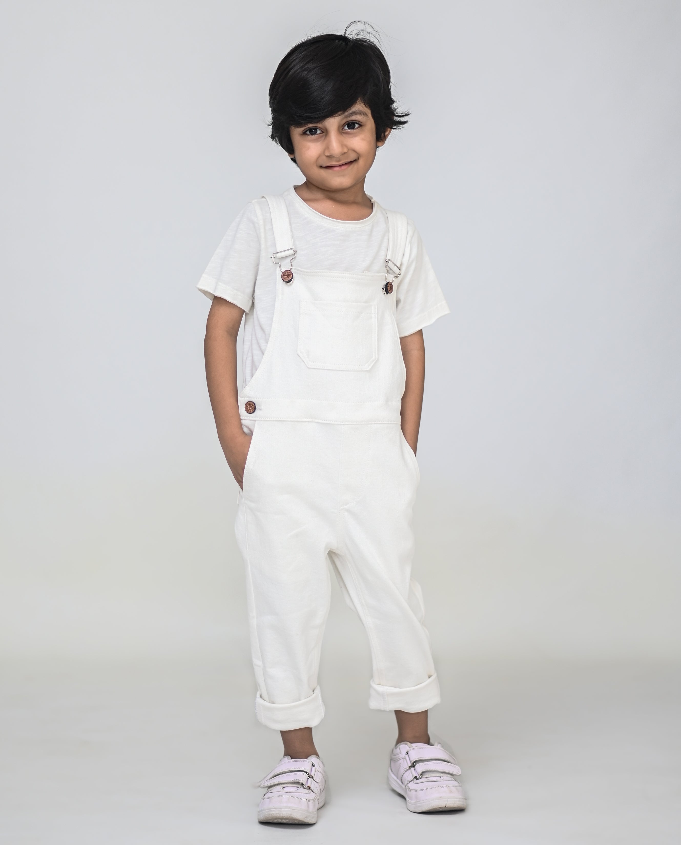 White denim dungaree
