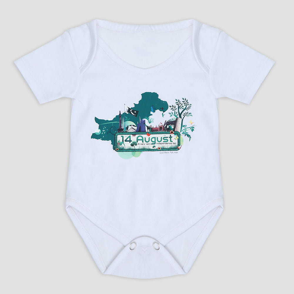 Newborn Boy Independence Romper - White