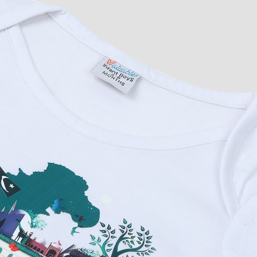 Newborn Boy Independence Romper - White