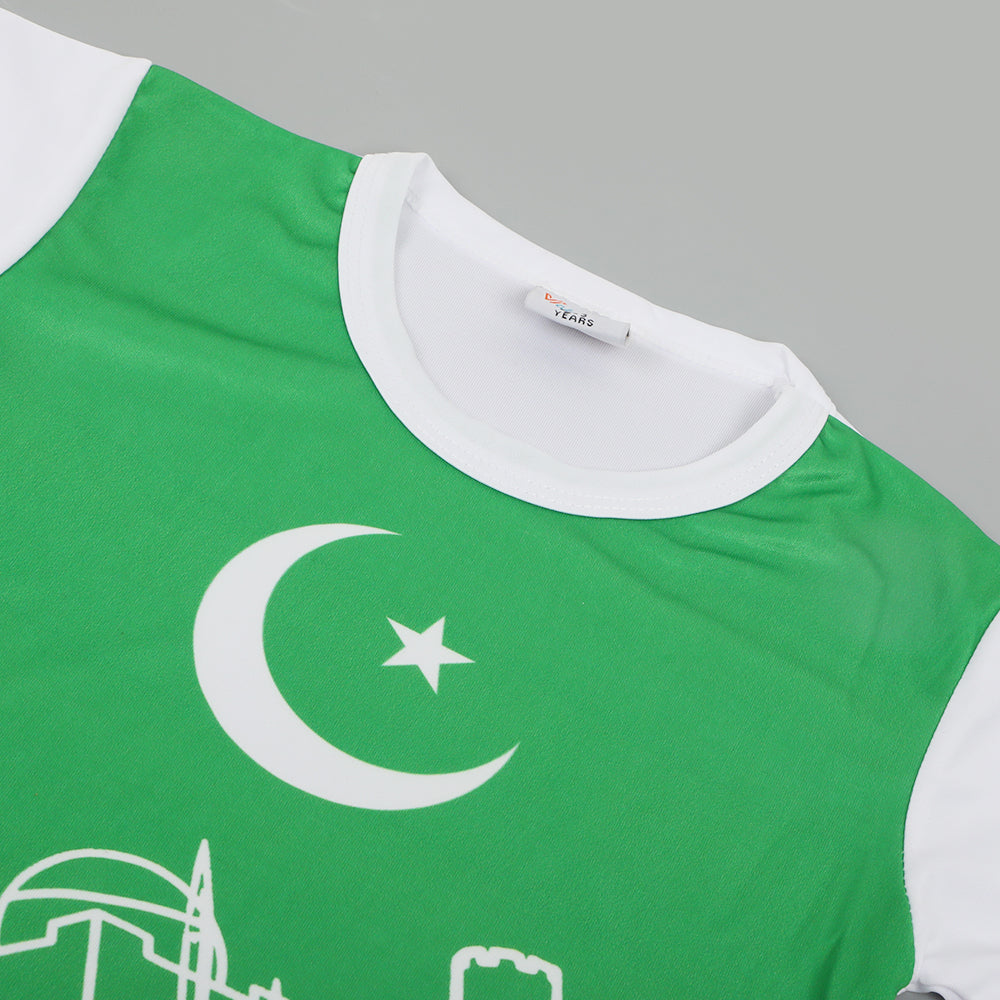 Boys Half Sleeves Azadi T-Shirt - Green