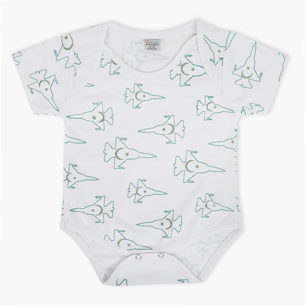 Newborn Boy Independence Romper - White
