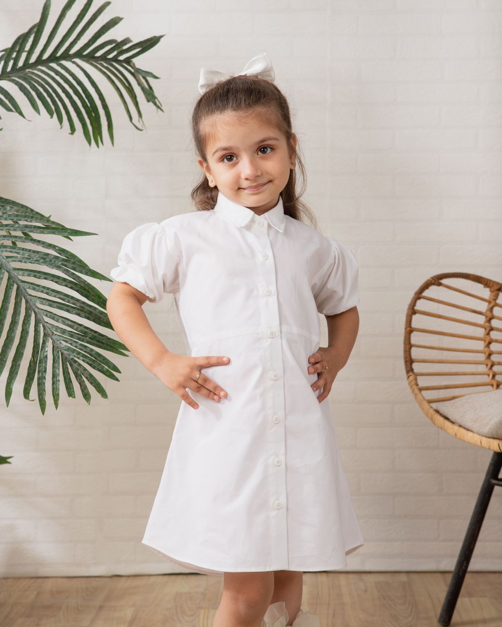 Girl's Front Button Shirt Dress