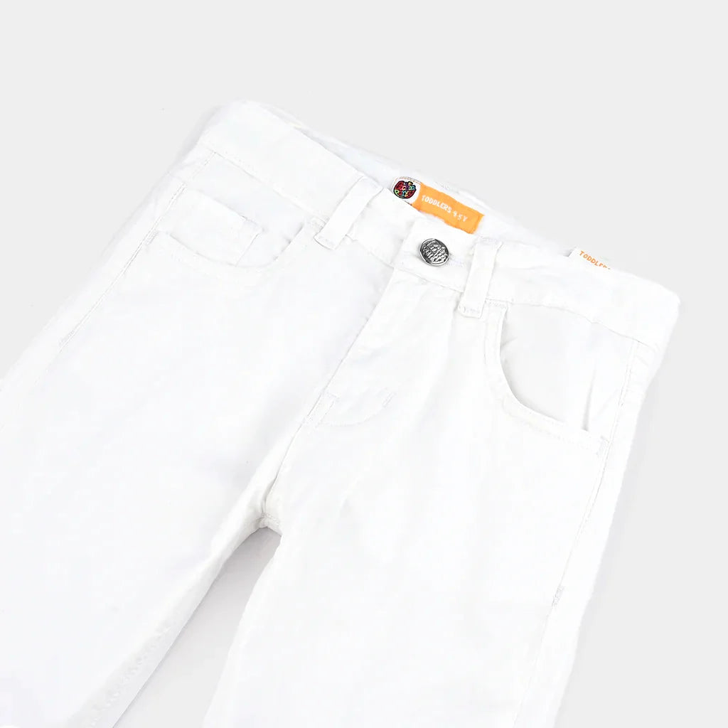 Boys Twill Stretch Basic Pant-WHITE