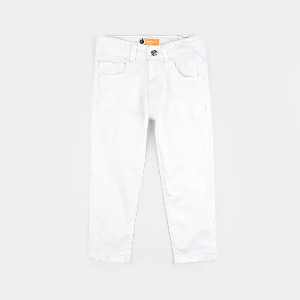 Boys Twill Stretch Basic Pant-WHITE