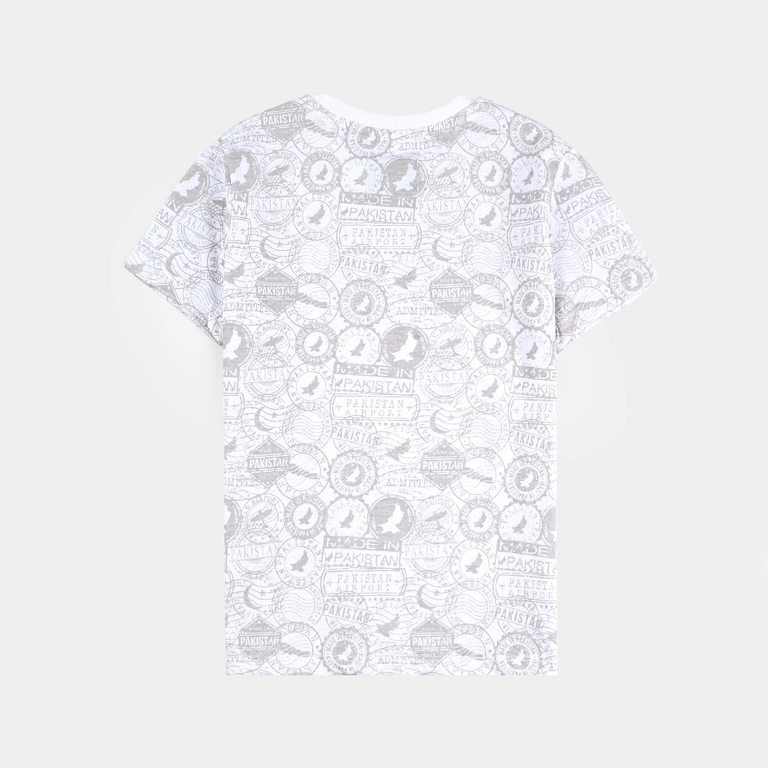 Boys Poly Cotton Jersey T-Shirt H/S STAMPS OF PAKISTAN-Snow White