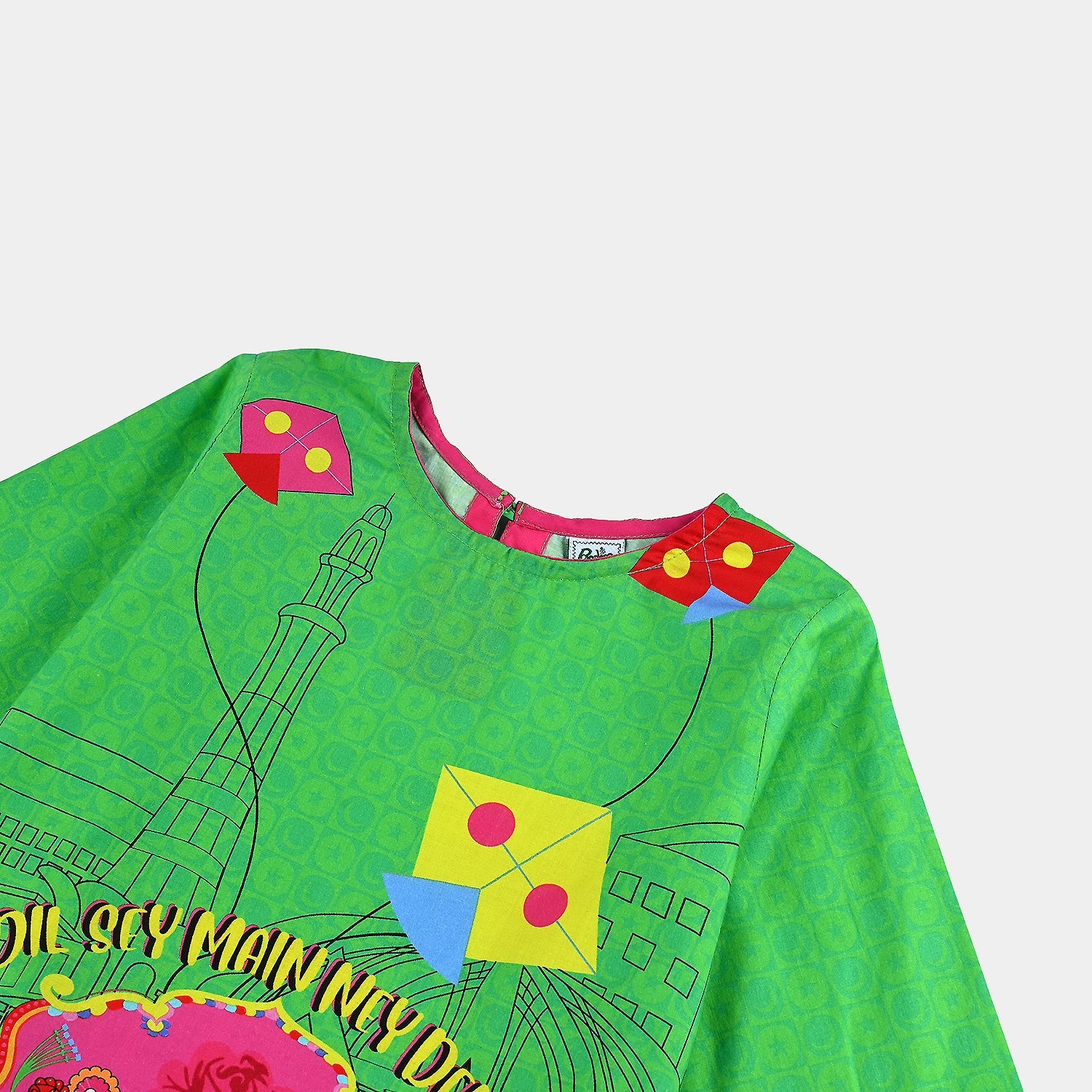 Infant Girls Cotton Printed Kurti Dill Sa Pakistan Ind-L.Green