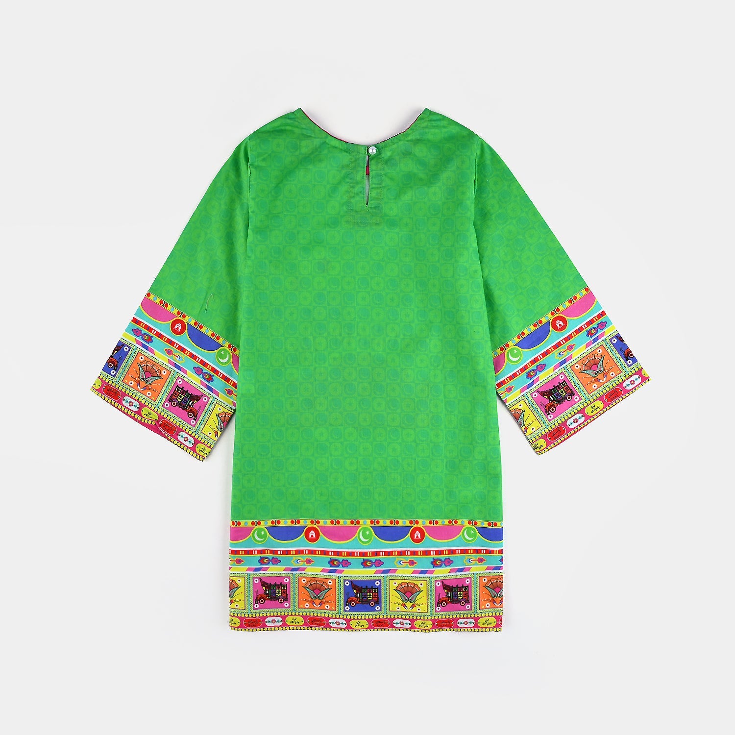 Infant Girls Cotton Printed Kurti Dill Sa Pakistan Ind-L.Green